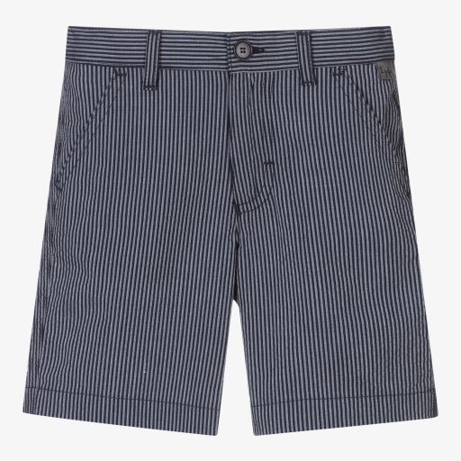 Il Gufo-Boys Navy Blue Striped Shorts | Childrensalon Outlet