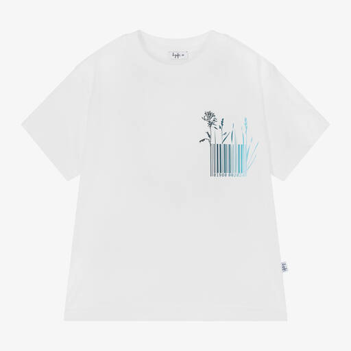 Il Gufo-Boys White Cotton Barcode T-Shirt | Childrensalon Outlet