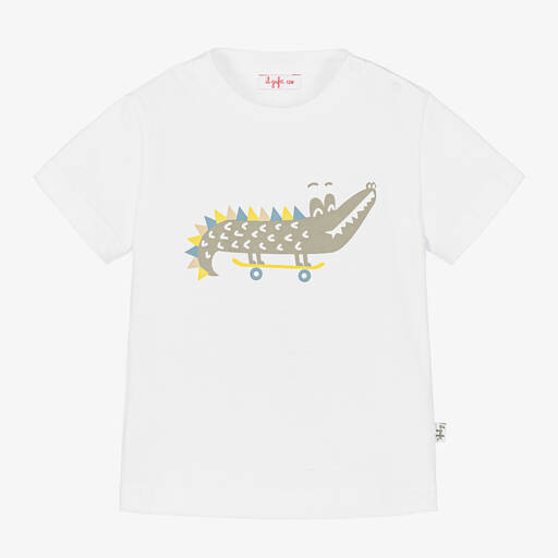 Il Gufo-Boys White Cotton Crocodile T-Shirt | Childrensalon Outlet