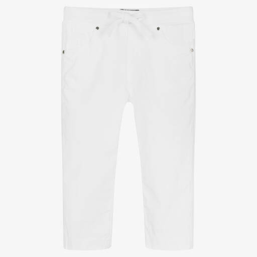 Il Gufo-Белые хлопковые брюки на кулиске | Childrensalon Outlet
