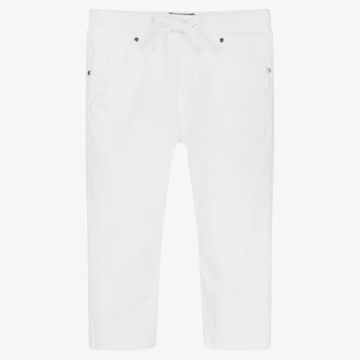Il Gufo-Boys White Cotton Drawstring Trousers | Childrensalon Outlet