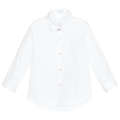 Il Gufo-قميص أطفال ولادي قطن بوبلين لون أبيض | Childrensalon Outlet