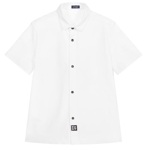 Il Gufo-قميص ليكرا ستريتش لون أبيض و أسود للأولاد  | Childrensalon Outlet