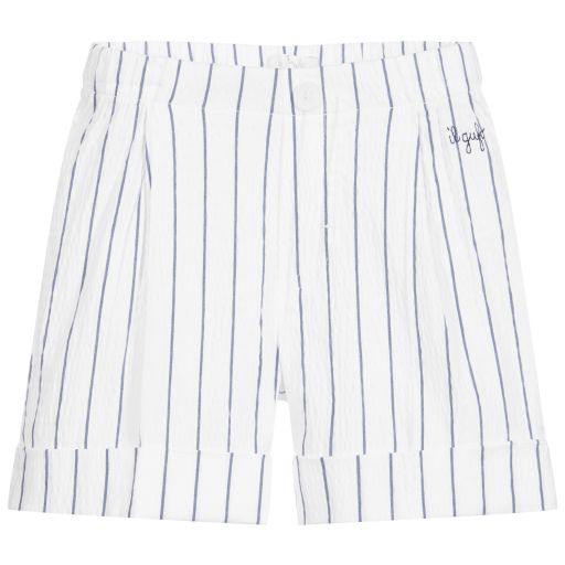 Il Gufo-Boys White Striped Shorts | Childrensalon Outlet