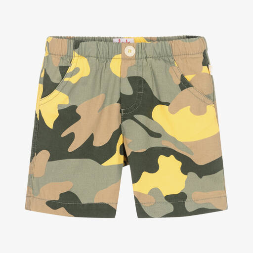 Il Gufo-Boys Yellow & Brown Camouflage Shorts | Childrensalon Outlet