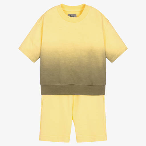 Il Gufo-Boys Yellow Cotton Jersey Shorts Set | Childrensalon Outlet