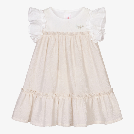 Il Gufo-Girls Beige Cotton Dress | Childrensalon Outlet