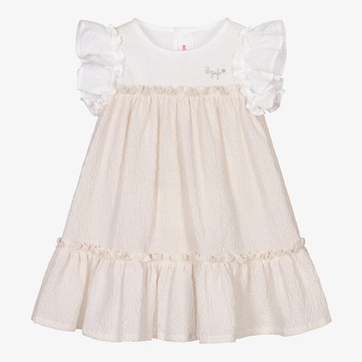 Il Gufo-Beiges Baumwollkleid für Mädchen | Childrensalon Outlet