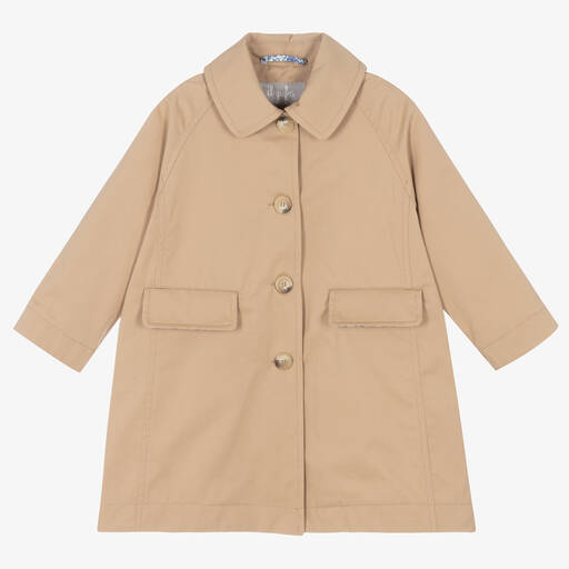 Il Gufo-Girls Beige Cotton Trench Coat | Childrensalon Outlet