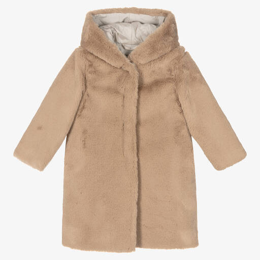 Il Gufo-Girls Beige Faux Fur Coat | Childrensalon Outlet