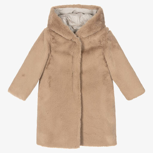 Il Gufo-Manteau beige fausse fourrure fille | Childrensalon Outlet