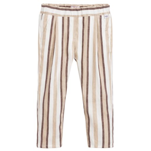 Il Gufo-Girls Beige Linen Trousers | Childrensalon Outlet