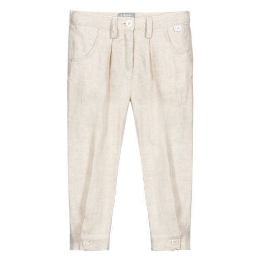 Il Gufo-Pantalon beige en lin Fille | Childrensalon Outlet