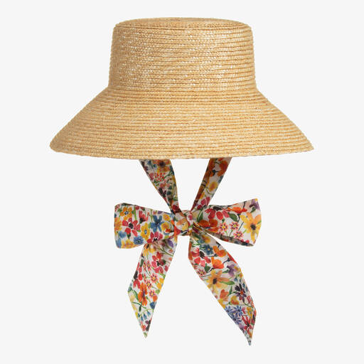 Il Gufo-Girls Beige Straw Sun Hat | Childrensalon Outlet