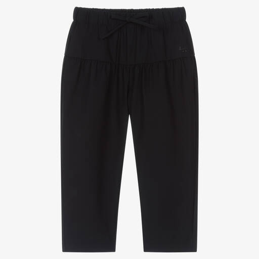 Il Gufo-Girls Black Drawstring Trousers | Childrensalon Outlet