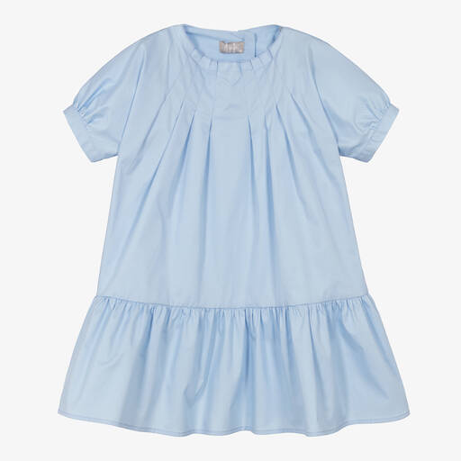 Il Gufo-Girls Blue Cotton Dress | Childrensalon Outlet