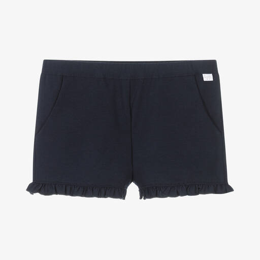 Il Gufo-Girls Blue Cotton Jersey Shorts  | Childrensalon Outlet