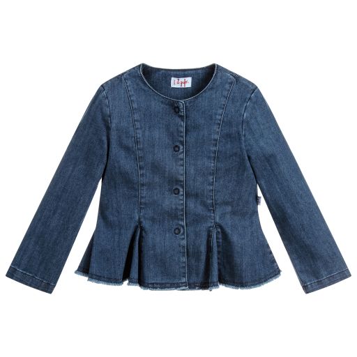 Il Gufo-Girls Blue Denim Peplum Jacket | Childrensalon Outlet