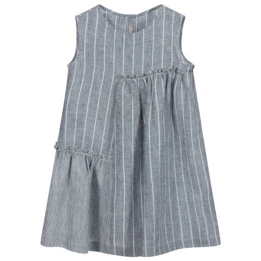 Il Gufo-Blaues Leinenkleid für Mädchen | Childrensalon Outlet
