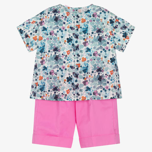 Il Gufo-Ensemble short rose bleu à fleurs | Childrensalon Outlet