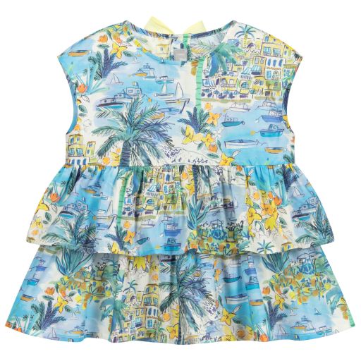 Il Gufo-Голубая блузка с принтом Riviera для девочек | Childrensalon Outlet
