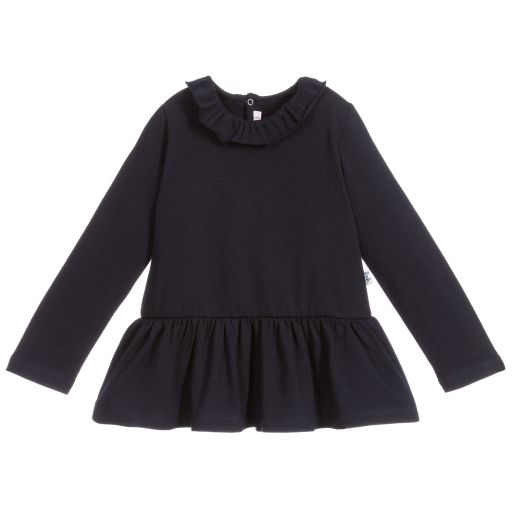 Il Gufo-Girls Blue Ruffle Cotton Top | Childrensalon Outlet