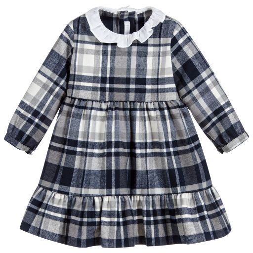 Il Gufo-فستان أطفال بناتي تارتان لون كحلي | Childrensalon Outlet