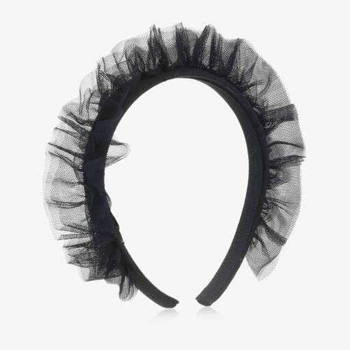 Il Gufo-Girls Blue Tulle Ruffle Headband | Childrensalon Outlet