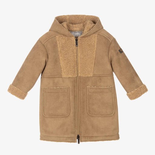 Il Gufo-Girls Brown Faux Shearling Coat | Childrensalon Outlet
