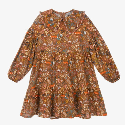 Il Gufo-Girls Brown Woodland Dress | Childrensalon Outlet