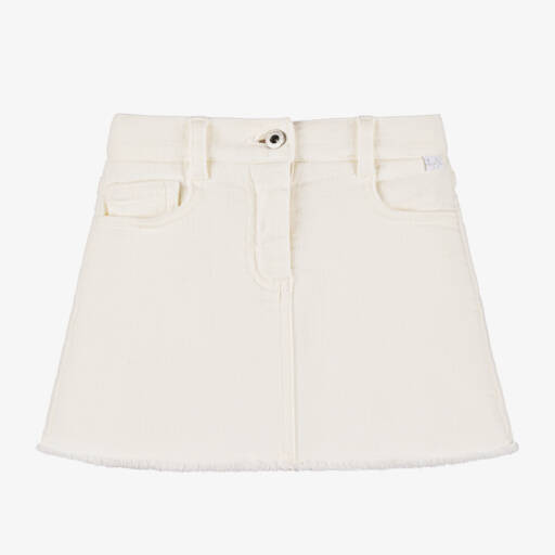 Il Gufo-Girls Cream Jersey Denim Skirt | Childrensalon Outlet