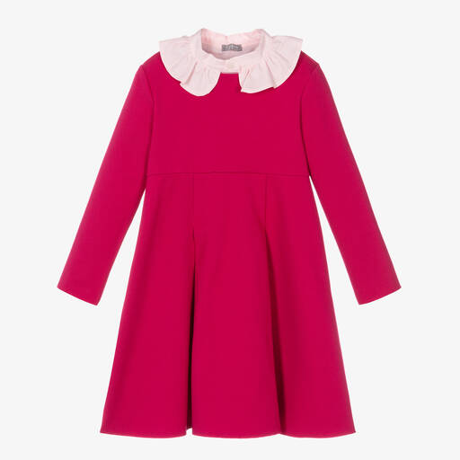 Il Gufo-Fuchsiafarbenes Rüschenkragen-Kleid | Childrensalon Outlet