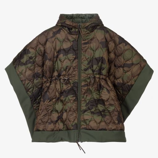 Il Gufo-Girls Green Camo Poncho | Childrensalon Outlet