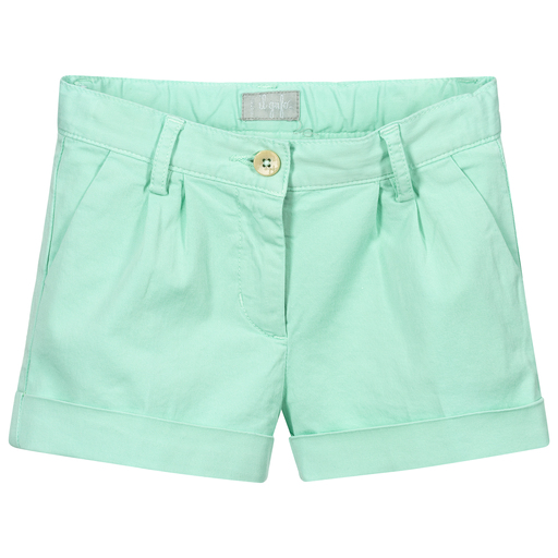Il Gufo-Зеленые хлопковые шорты для девочек | Childrensalon Outlet