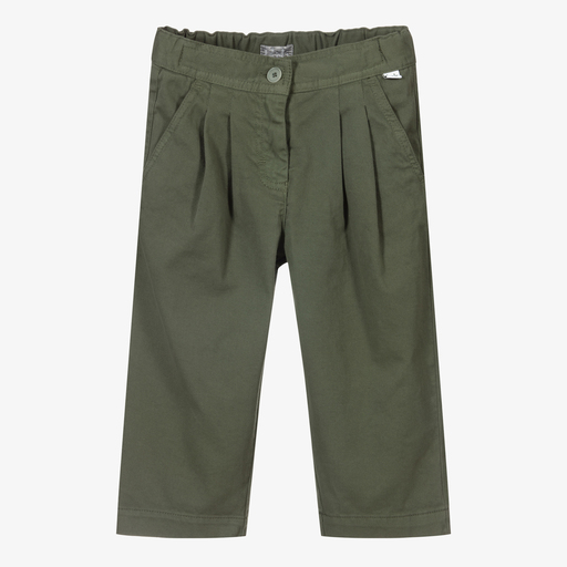 Il Gufo-Girls Green Cotton Trousers | Childrensalon Outlet