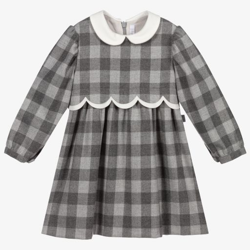 Il Gufo-Grau kariertes Kleid für Mädchen | Childrensalon Outlet