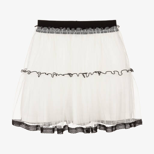 Il Gufo-Girls Ivory & Black Tulle Skirt | Childrensalon Outlet