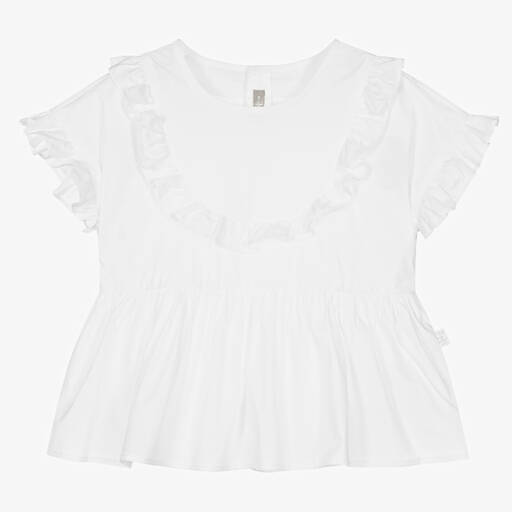 Il Gufo-Girls Ivory Cotton Blouse | Childrensalon Outlet
