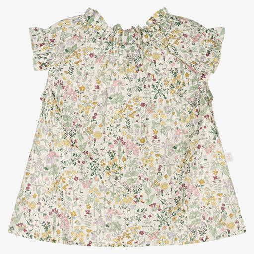 Il Gufo-Girls Ivory Cotton Floral Blouse | Childrensalon Outlet