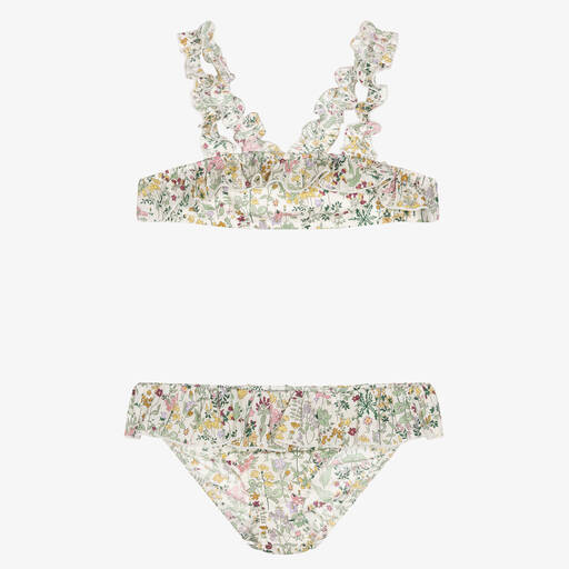 Il Gufo-Girls Ivory Cotton Liberty Beach Set  | Childrensalon Outlet