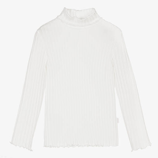 Il Gufo-Girls Ivory Cotton Polo Neck Sweater | Childrensalon Outlet