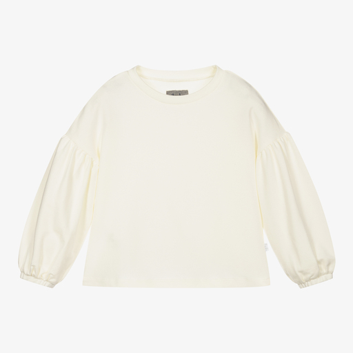 Il Gufo-Girls Ivory Cotton Sweatshirt | Childrensalon Outlet
