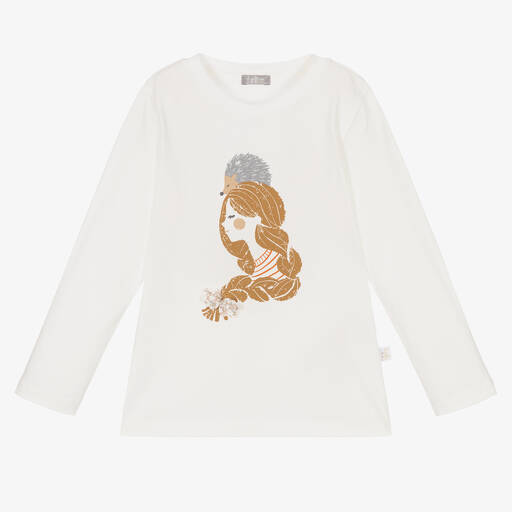 Il Gufo-Girls Ivory Cotton Top | Childrensalon Outlet