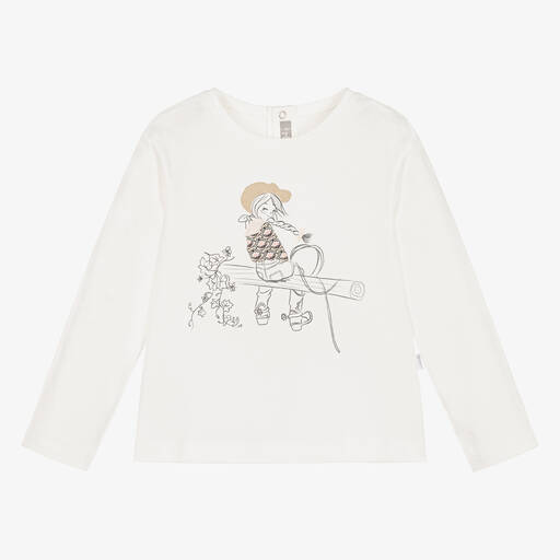 Il Gufo-Кремовый хлопковый топ для девочек | Childrensalon Outlet