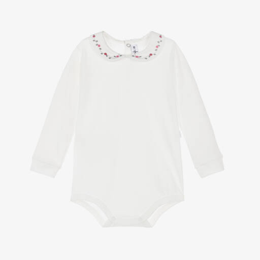Il Gufo-Girls Ivory Embroidered Bodysuit | Childrensalon Outlet