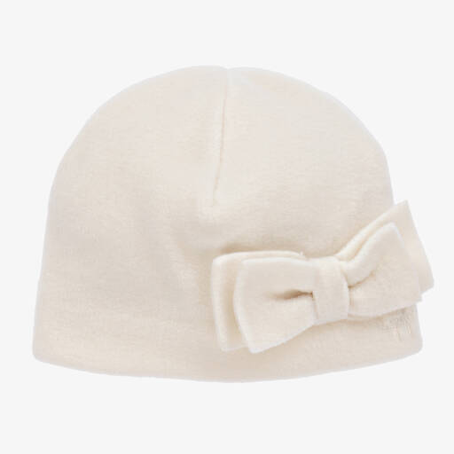 Il Gufo-Girls Ivory Fleece Beanie Hat | Childrensalon Outlet