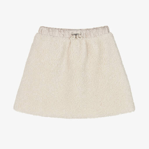 Il Gufo-Girls Ivory Sherpa Fleece Skirt | Childrensalon Outlet