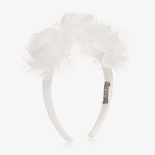 Il Gufo-Girls Ivory Silk & Tulle Hairband | Childrensalon Outlet