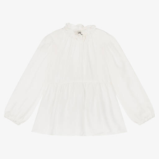 Il Gufo-Girls Ivory Twill Blouse | Childrensalon Outlet