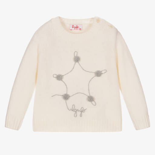 Il Gufo-Girls Ivory Wool Star Sweater | Childrensalon Outlet